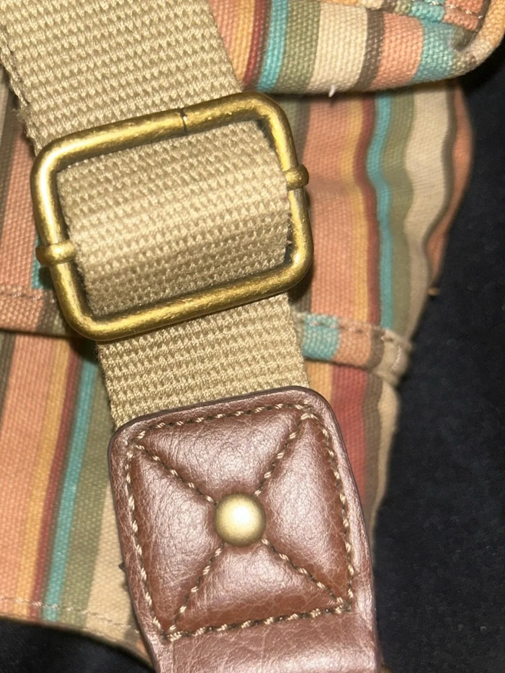 Relic Messenger canvas crossbody Bag In A Beautiful Striped Pattern.